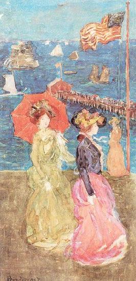 Maurice Prendergast Figures Under the Flag oil painting picture